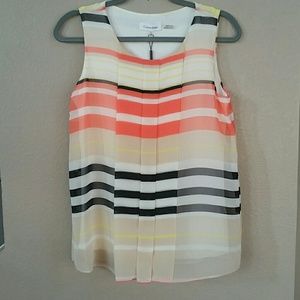 Calvin Klein Pleated Front Professional Blouse XS